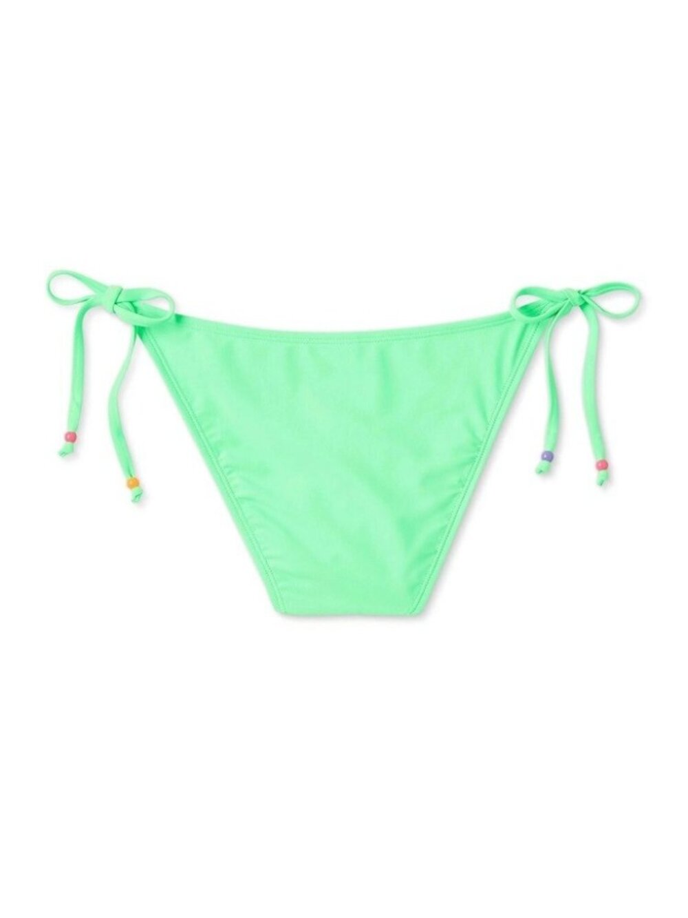 Wild Fable Bright Green Side Tie w/ Bead Accent High Leg Bikini Swim Bottom - XS - Picture 6 of 9